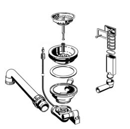 Fitting set 1 x 3.5"with bowden unit overflow rectangular without pull knob