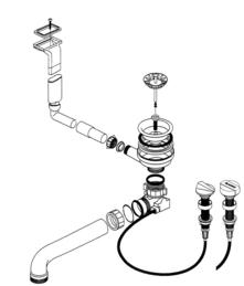 Ablaufgarnitur 1 x 3,5'' Sieb mit Ablauffernbedienung Überlauf rechteckig/horizontal