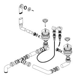 Fitting set 2 x 3.5" with pop-up control overflow round