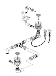 Fitting set 2 x 3.5" with pop-up control overflow round