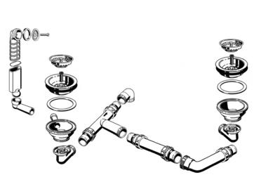 Fitting set 2 x 3.5" without pop-up control overflow round (replaced by 224820)