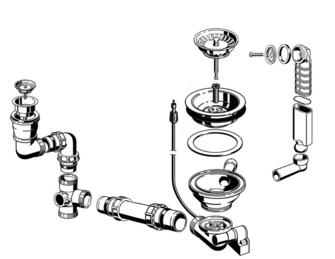Fitting set 1 x 3.5" + 1 x 1.5" with pop-up control overflow round