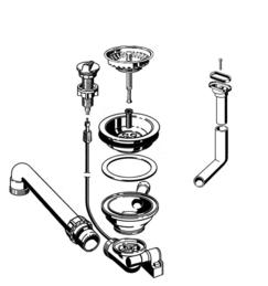 Fitting set 1 x 3.5" with pop-up control overflow oval/horizontal (replaced by 224806)