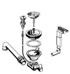 Ablaufgarnitur 1 x 3,5'' Sieb mit Ablauffernbedienung Überlauf eckig gewinkelt (ersetzt durch 224045)