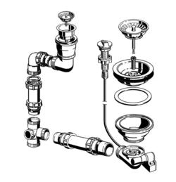 Fitting set 1 x 3.5" + 1.5" with pop-up control without overflow