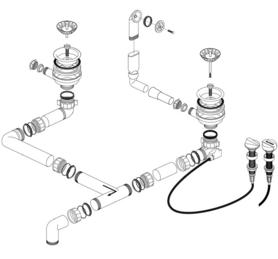 Fitting set 2 x 3.5" pop-up control overflow round modify sieve