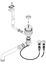 Fitting set 1 x 3.5" with pop-up control overflow angular/horizontal modiefied sieve