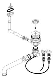 Fitting set 1 x 3.5"(2x) pop-up control overflow oval/horizontal