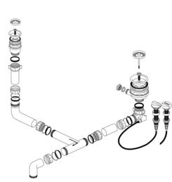 Fitting set 1 x 3.5" -1 x 1.5'' with pop-up control without overflow modify sieve