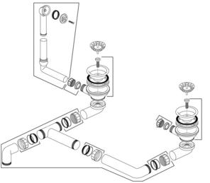 Fitting set 2 x 3.5" without pop-up control overflow round