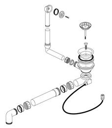 Ablaufgarnitur 1 x 3,5'' Sieb mit Bowdenzug Überlauf rund