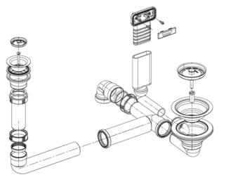 Fitting set 1 x 3.5" + 1 x 1.5" without pop-up control C-overflow modified sieve