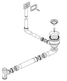 Fitting set 1 x 3.5" without pop-up control overflow angular