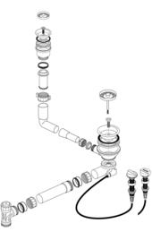 Ablaufgarnitur 1 x 3,5'' Sieb mit Ablauffernbedienung - 1 x 1,5'' Sieb ohne Überlauf