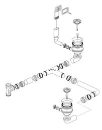Ablaufgarnitur 2 x 3,5'' Sieb ohne Ablauffernbedienung Überlauf rechteckig