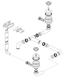 Fitting set 2 x 3.5" without pop-up control C-overflow