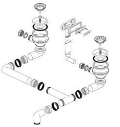 Fitting set 2 x 3.5" without pop-up control C-overflow