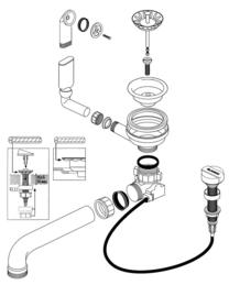 Ablaufgarnitur 1 x 3,5'' Sieb mit Ablauffernbedienung Überlauf rund