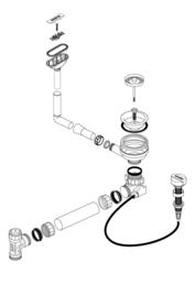 Ablaufgarnitur 1 x 3,5'' mit Drehbetätigung C-overflow horizontal modernes Sieb NEO 5 S