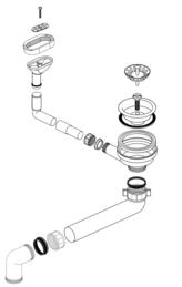 Ablaufgarnitur 1 x 3,5'' Sieb ohne Ablauffernbedienung Überlauf oval horizontal