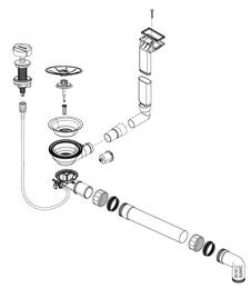Ablaufgarnitur 1 x 3,5'' Sieb mit Ablauffernbedienung Überlauf eckig_horizontal InFino