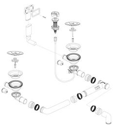 Ablaufgarnitur 2x3,5 mit Ablauffernbedienung Überlauf eckig InFino