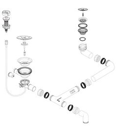 Ablaufgarnitur 1x3,5''-1x1,5'' mit Ablauffernbedienung ohne Überlauf InFino