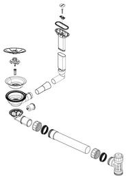 Ablaufgarnitur InFino 1 x 3,5'' Sieb ohne Ablauffernbedienung, Überlauf C-overflow rund horizontal