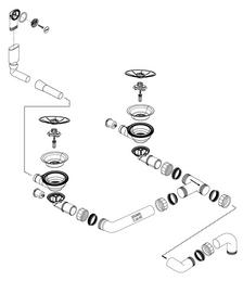 Fitting set 2x3,5" without pop-up control C-overflow InFino