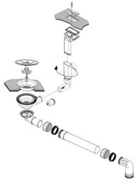 Fitting set 1x3,5" without pop-up control overflow angular horizontal InFino
