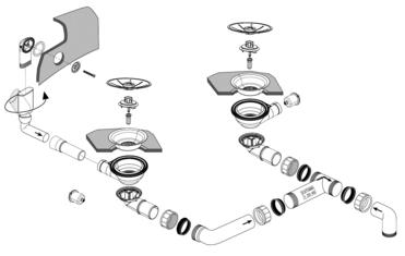 Fitting set 2x3,5" without pop-up control overflow round InFino