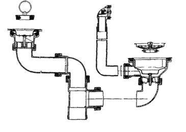 Fitting set 1 x 3.5'', 1 x 1.5'' plug, with overflow angular