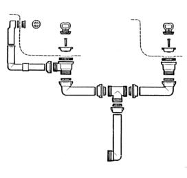 Waste fitting 2 x 1,5" manual PLUS8,TIPO8/S