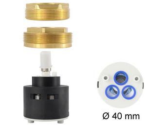 Kartuschenset HD Ø= 40 mm PALLAS/-S,ACTIS/-S mit zwei Sicherungsmuttern Ø=40 mm, schwarz, Hochdruck