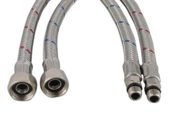 Flexschläuche (2 Stück) mit integrierter Dichtung 75 cm Metall (ersetzt durch 119571) MZ