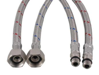 Flexschläuche (2 Stück) mit integrierter Dichtung 55 cm Metall (ersetzt durch 119187 und 119188) MZ