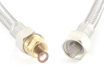 Flexschlauch A mit Drossel + Siebdichtung 42 cm Metall