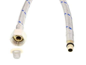Flexible hose blue with filter gasket 50 cm metal M8x1 AV (replaced by 122472)