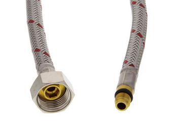 Flexible hose red DN5 with filter gasket 50 cm metal M8x1 AV (replaced by 122473)