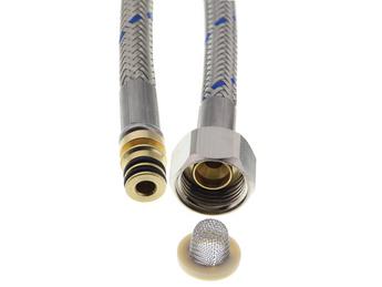 Flexible hose blue w. filter gasket 75cm metal MZ