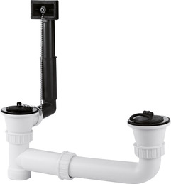 1,5'' dual waste and overflow fitting without waste connection overflow angled LB