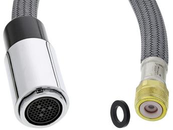 Shower hose 150 cm, spray head chrome 1.5 gpm +check valve galvanic, chrome, High Pressure