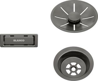 Set: outlet/overflow satin dark steel single bowl, satin dark steel