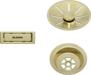Set: outlet/overflow satin gold, single bowl, satin gold