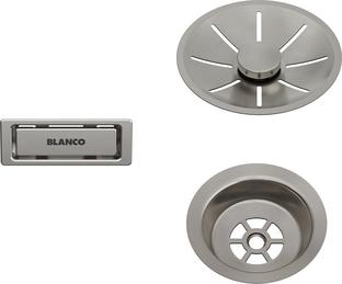 Set: outlet/overflow satin platinum single bowl, satin platinum