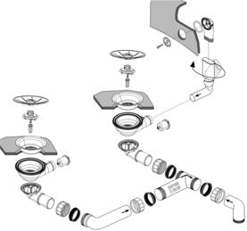 Fitting set 2x3,5" without pop-up control overflow round InFino