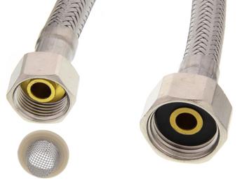 Flexible hose with filter gasket 50 cm metal 3/8" - 1/2" SO