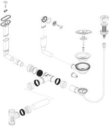 Fitting set 1x3,5" with pop-up control C-overflow round (2x) InFino