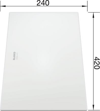 Snijplank in satijn veiligheidsglas wit SteelArt 420 x 240 mm, veiligheidsglas gesatineerd