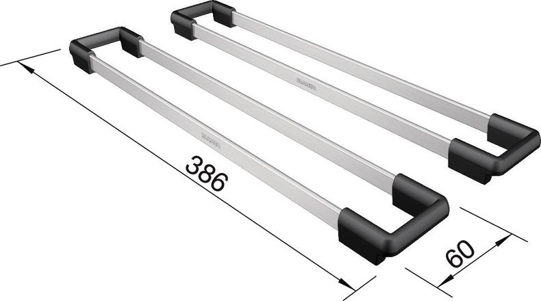 Twee ETAGON rails, roestvrij staal/kunststof